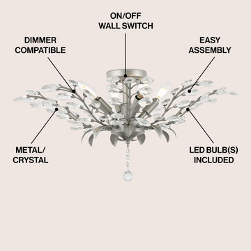 Elisana 26" ontemporary Bohemian Iron/Acrylic LED Semi Flush Mount - JONATHAN Y